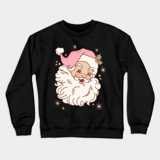 Retro Santa Claus Mid Century Modern Pink Cute Crewneck Sweatshirt